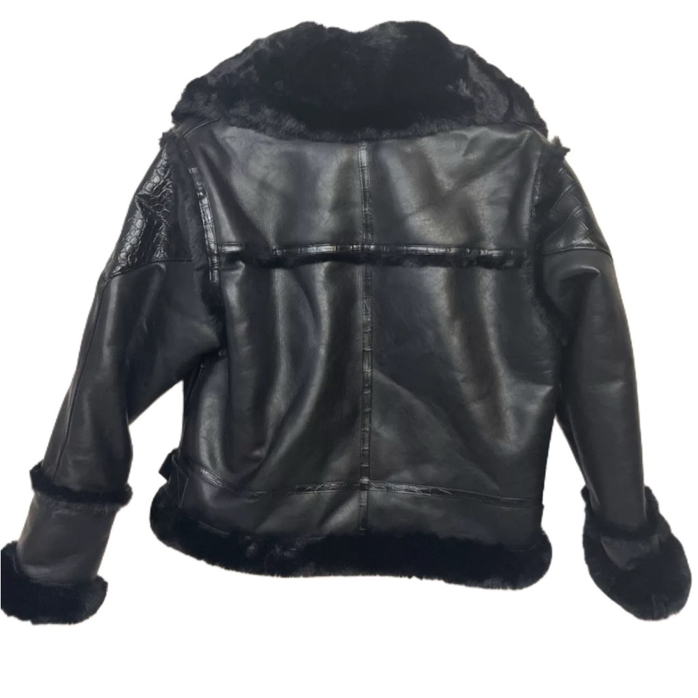 -THE KOOPLES Black Faux Croco Perf Coat Size 1 (US Size 4) - Picture 5 of 5